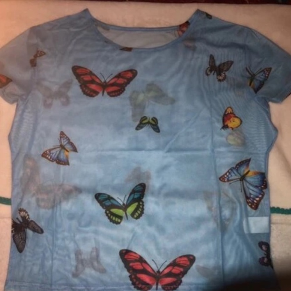 Fashion nova mesh butterfly top